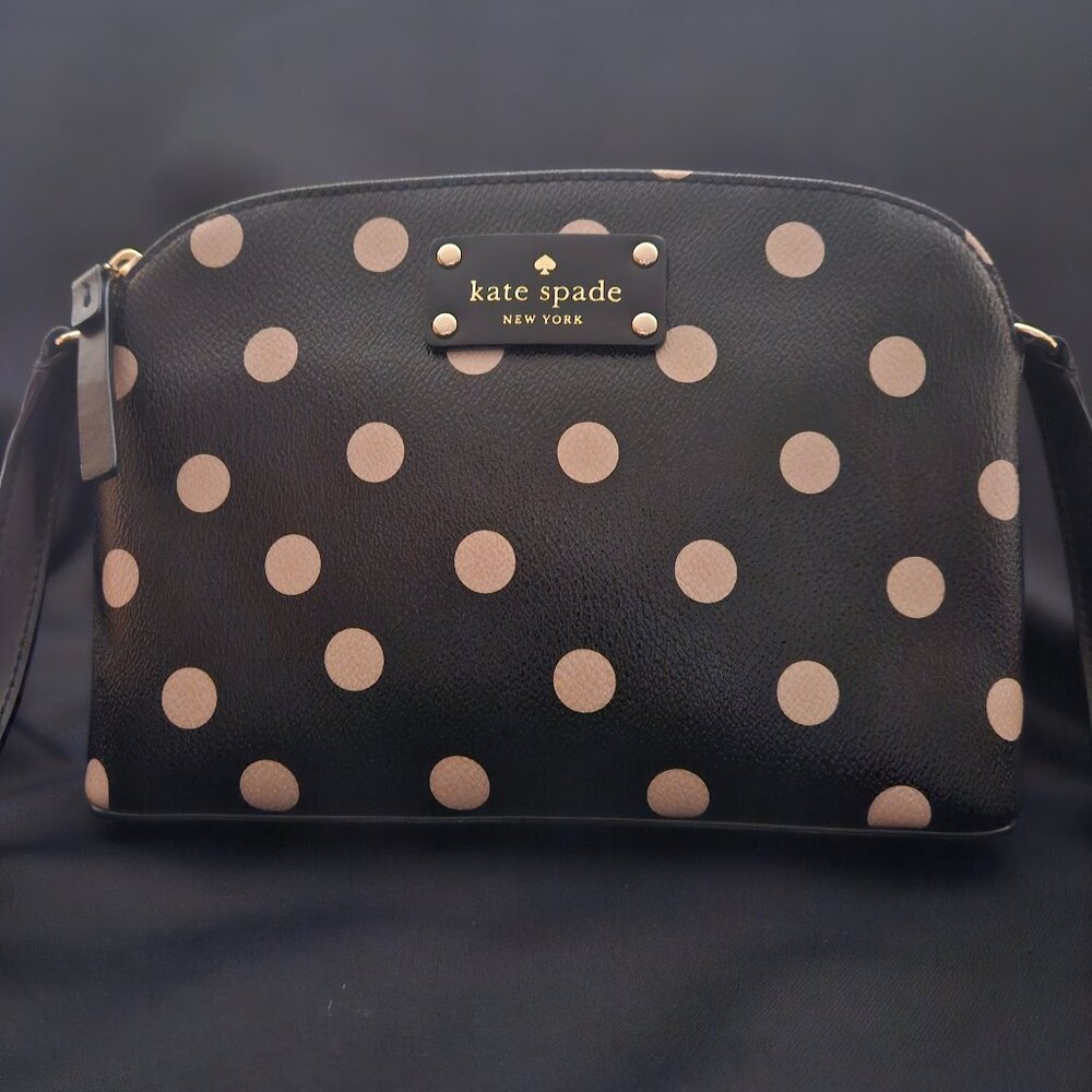 KATE SPADE ♠ Wellesley Printed Hanna Black & Tan Polka Crossbody Bag